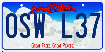 SD license plate 0SWL37