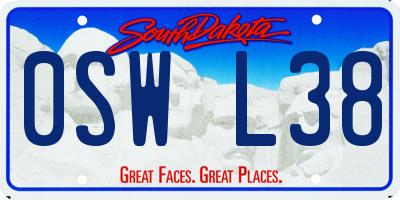 SD license plate 0SWL38