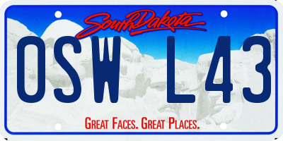 SD license plate 0SWL43