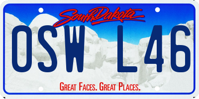 SD license plate 0SWL46