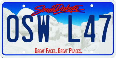 SD license plate 0SWL47