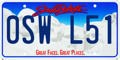 SD license plate 0SWL51