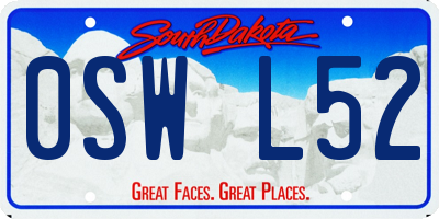 SD license plate 0SWL52