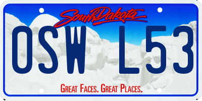 SD license plate 0SWL53