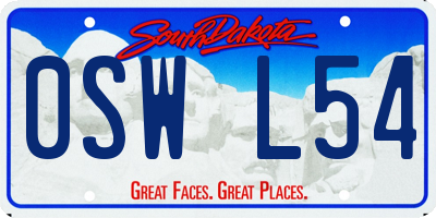 SD license plate 0SWL54