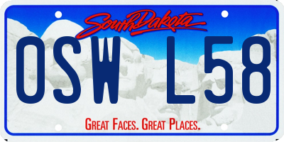 SD license plate 0SWL58