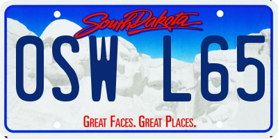 SD license plate 0SWL65