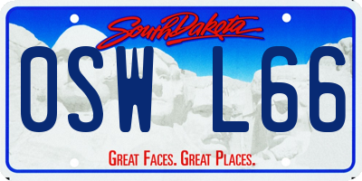 SD license plate 0SWL66