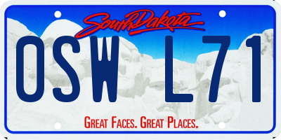 SD license plate 0SWL71