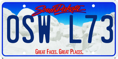 SD license plate 0SWL73