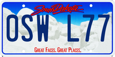 SD license plate 0SWL77