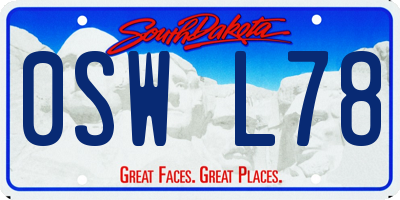 SD license plate 0SWL78