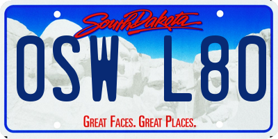 SD license plate 0SWL80