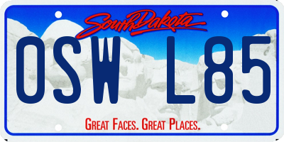 SD license plate 0SWL85