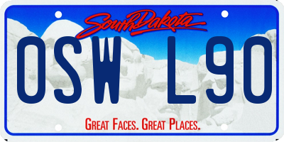 SD license plate 0SWL90