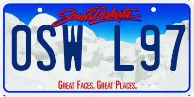 SD license plate 0SWL97