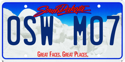 SD license plate 0SWM07