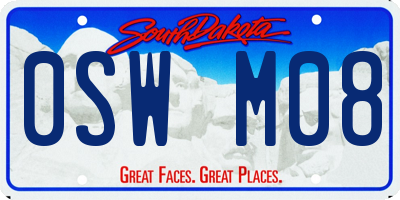 SD license plate 0SWM08