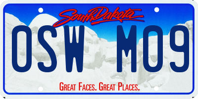 SD license plate 0SWM09