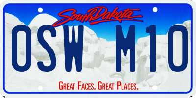 SD license plate 0SWM10