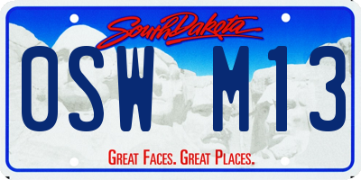 SD license plate 0SWM13