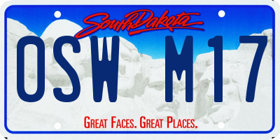 SD license plate 0SWM17
