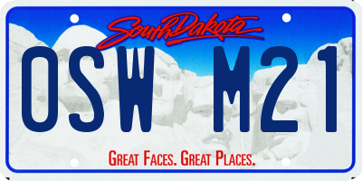 SD license plate 0SWM21
