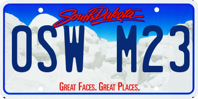 SD license plate 0SWM23
