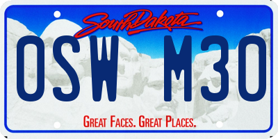 SD license plate 0SWM30