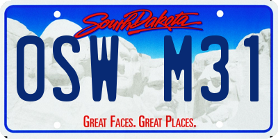 SD license plate 0SWM31