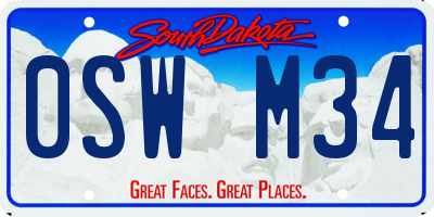 SD license plate 0SWM34