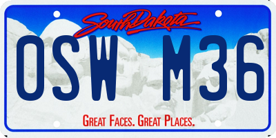SD license plate 0SWM36