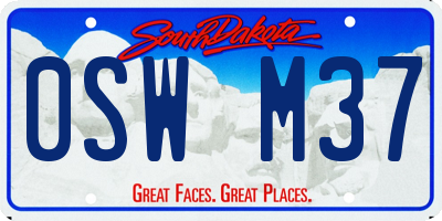 SD license plate 0SWM37
