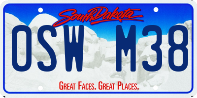 SD license plate 0SWM38