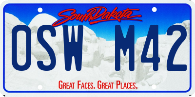 SD license plate 0SWM42