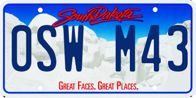 SD license plate 0SWM43