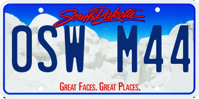 SD license plate 0SWM44