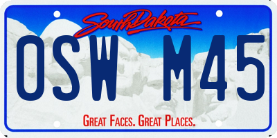 SD license plate 0SWM45