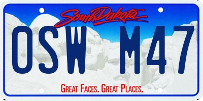 SD license plate 0SWM47