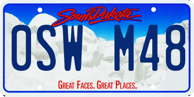 SD license plate 0SWM48