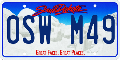 SD license plate 0SWM49