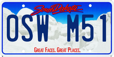 SD license plate 0SWM51