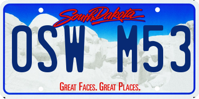 SD license plate 0SWM53