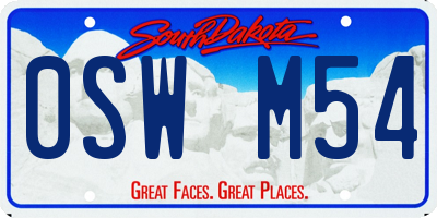 SD license plate 0SWM54