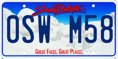 SD license plate 0SWM58