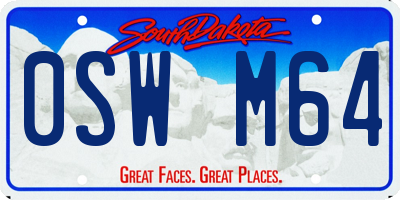 SD license plate 0SWM64