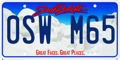 SD license plate 0SWM65