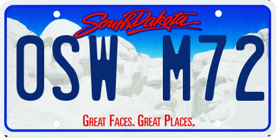 SD license plate 0SWM72