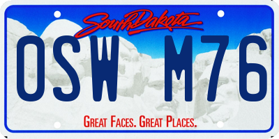 SD license plate 0SWM76