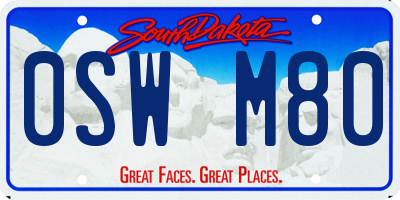 SD license plate 0SWM80